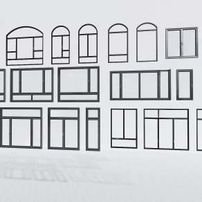 现代平开窗3D模型下载